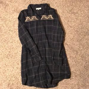 Plaid button down tunic